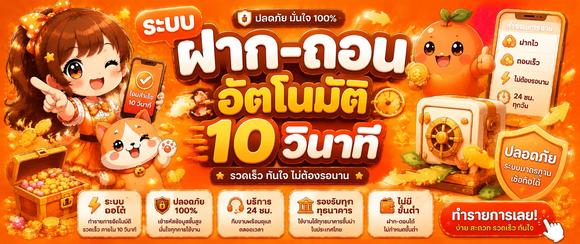 ระบบฝากถอนออโต้นับทรัพย์ ไม่มีขั้นต่ำ รองรับทุกธนาคาร
